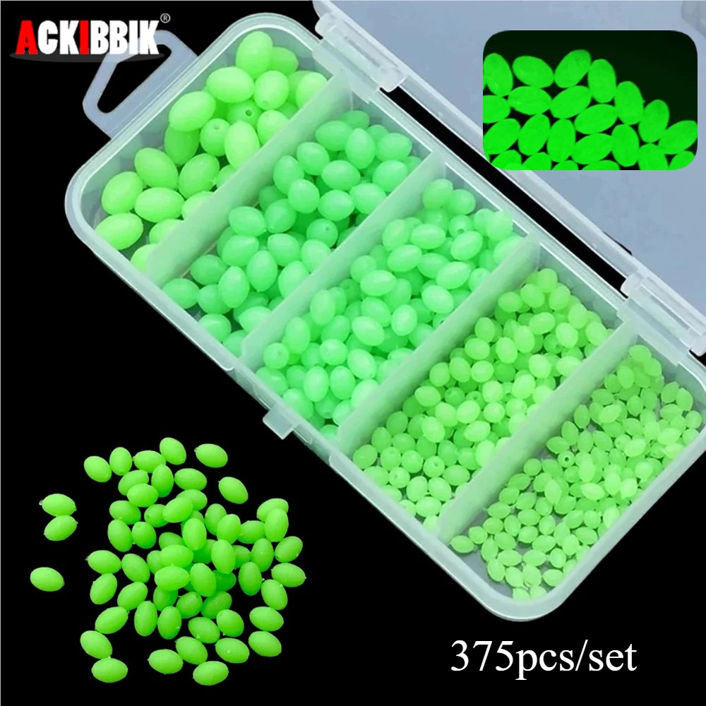 Soft Plastic Lure - Ackibbik 375pcs/box Luminous Fishing Beads Sea